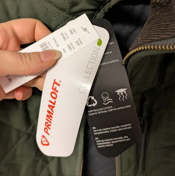 J.Crew Mens Sussex Quilted Vest Large Olive Green Zip Up PrimaLoft NWT - Picture 6 of 10